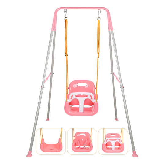 Bighaki808 3-in-1 Toddler Swing Seat in pink, supports active play and balance
