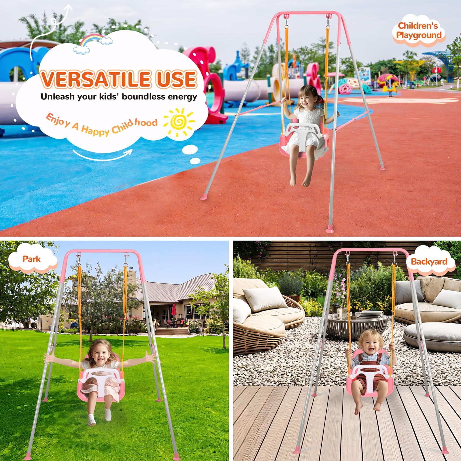 Bighaki808 pink 3-in-1 swing as a delightful kids' gift