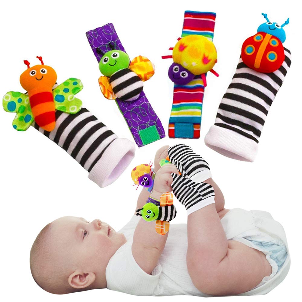 Bigib Baby Rattle Socks foot finder in action for sensory exploration
