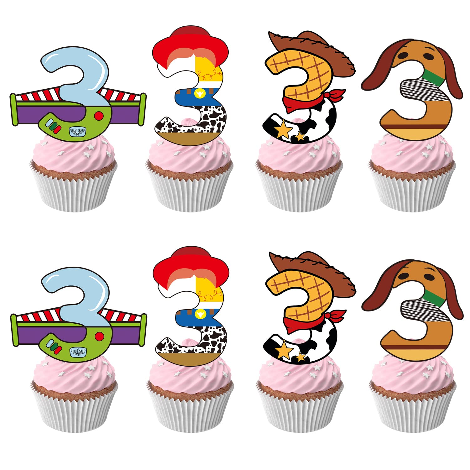 BIGKEOKI cartoon story cupcake toppers for kids' cupcakes add playful charm.