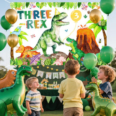 BIGKEOKI green dino backdrop ideal for 3rd birthday photo ops.