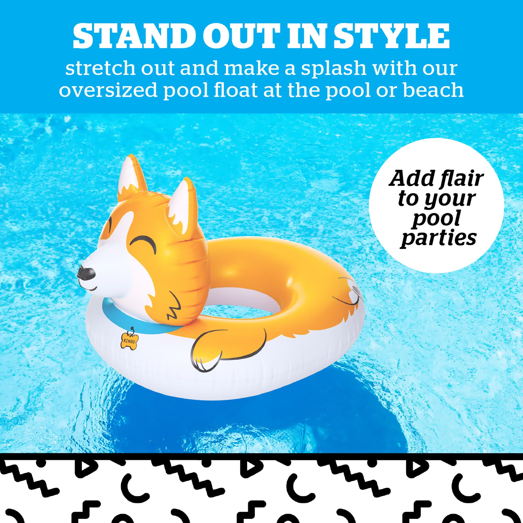 BigMouth Giant Corgi float as a large ride-on for river or pool fun