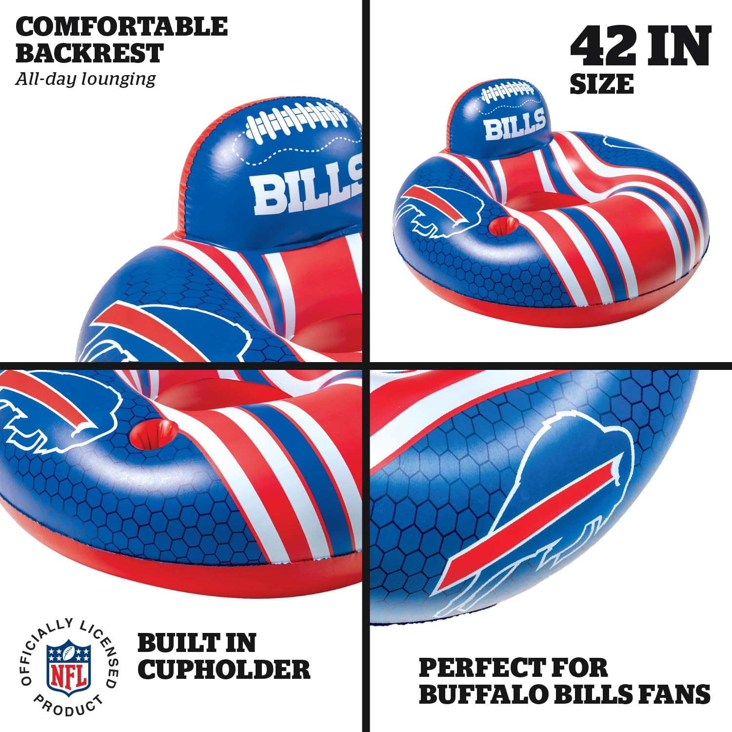 BigMouth Inc Buffalo Bills float with cupholder for drinks within reach