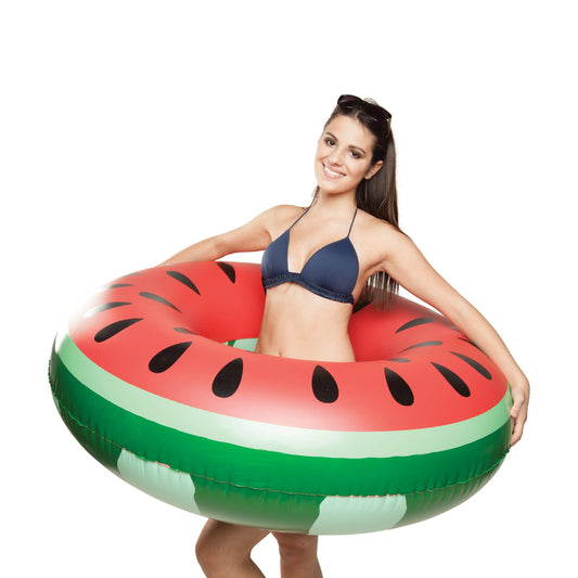 BigMouth Inc Watermelon Pool Float, 34x34 inches, ideal for comfortable lounging.