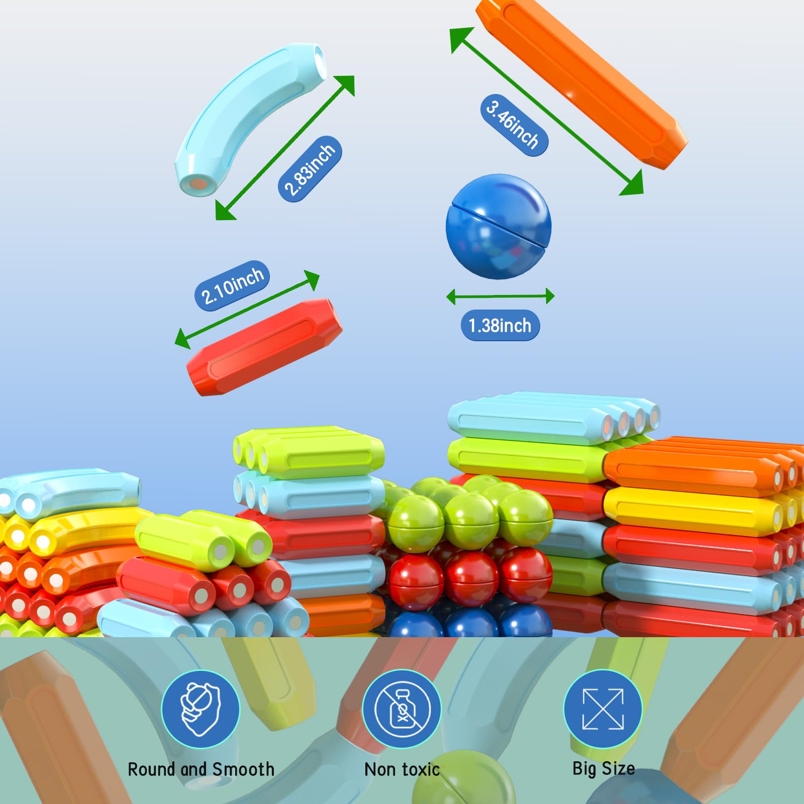 Colorful BigShu magnetic toys encouraging early STEM exploration and color recognition.