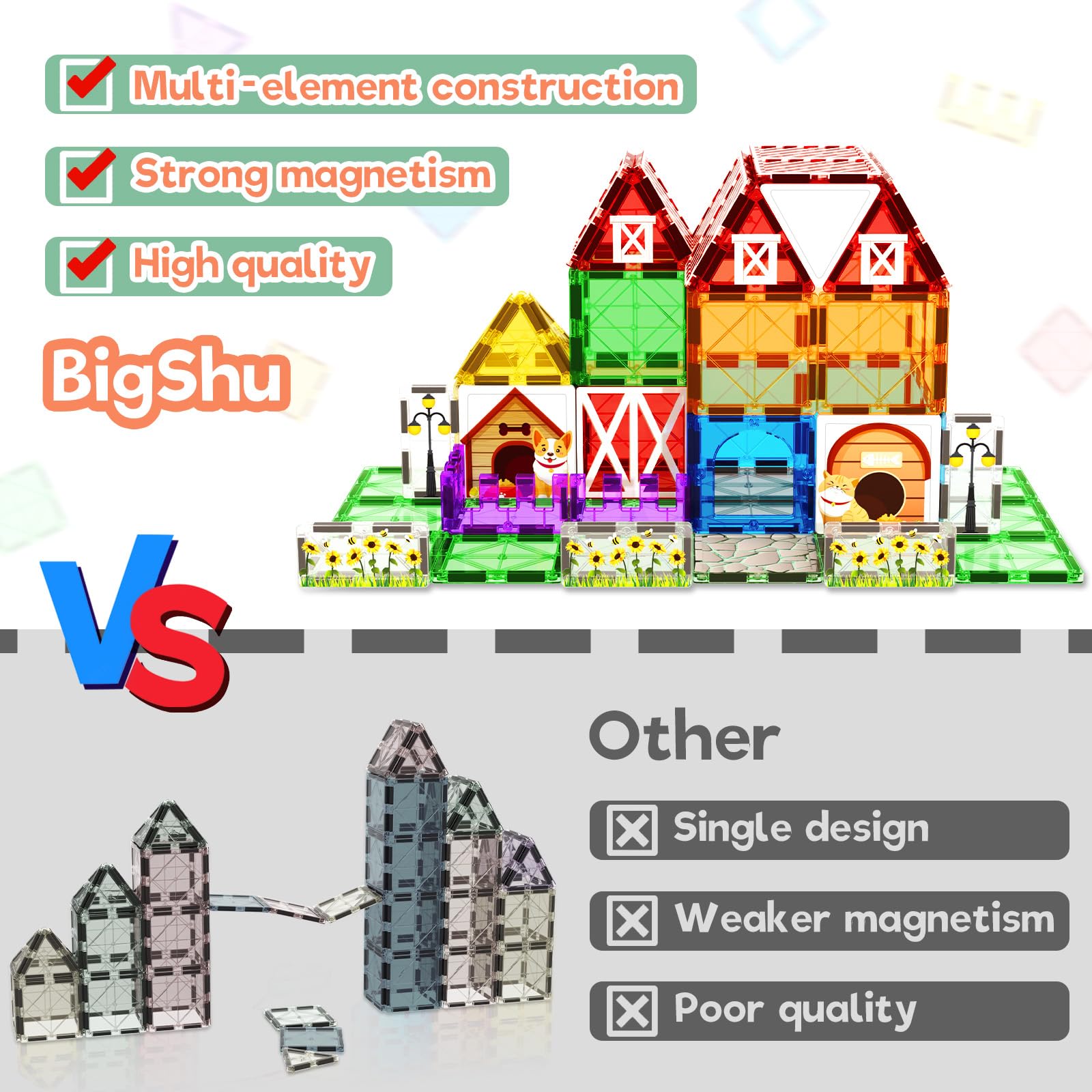 BigShu animal set tiles inspire storytelling and cooperative play among kids.