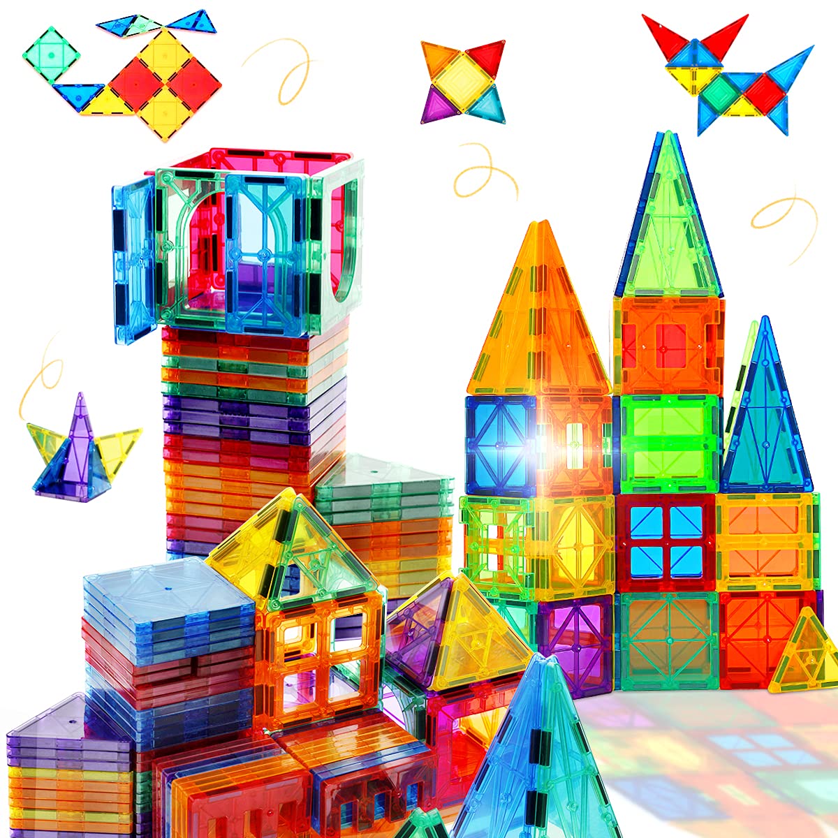 BigShu magnetic tiles set with storage bag for easy cleanup and creative builds.