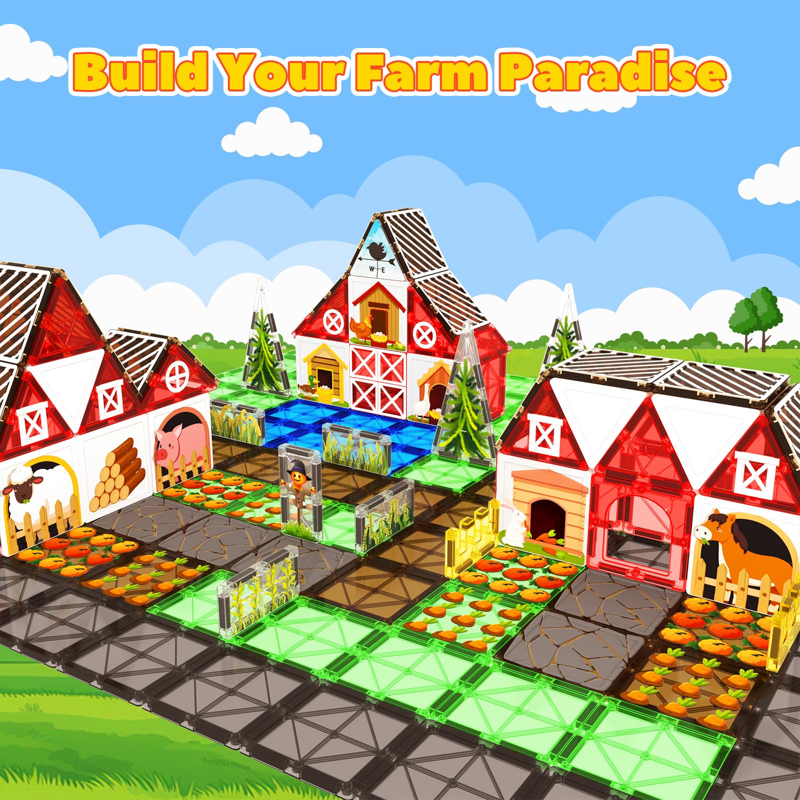 BigShu farm shapes tiles in vibrant colors aiding sorting and hand-eye coordination