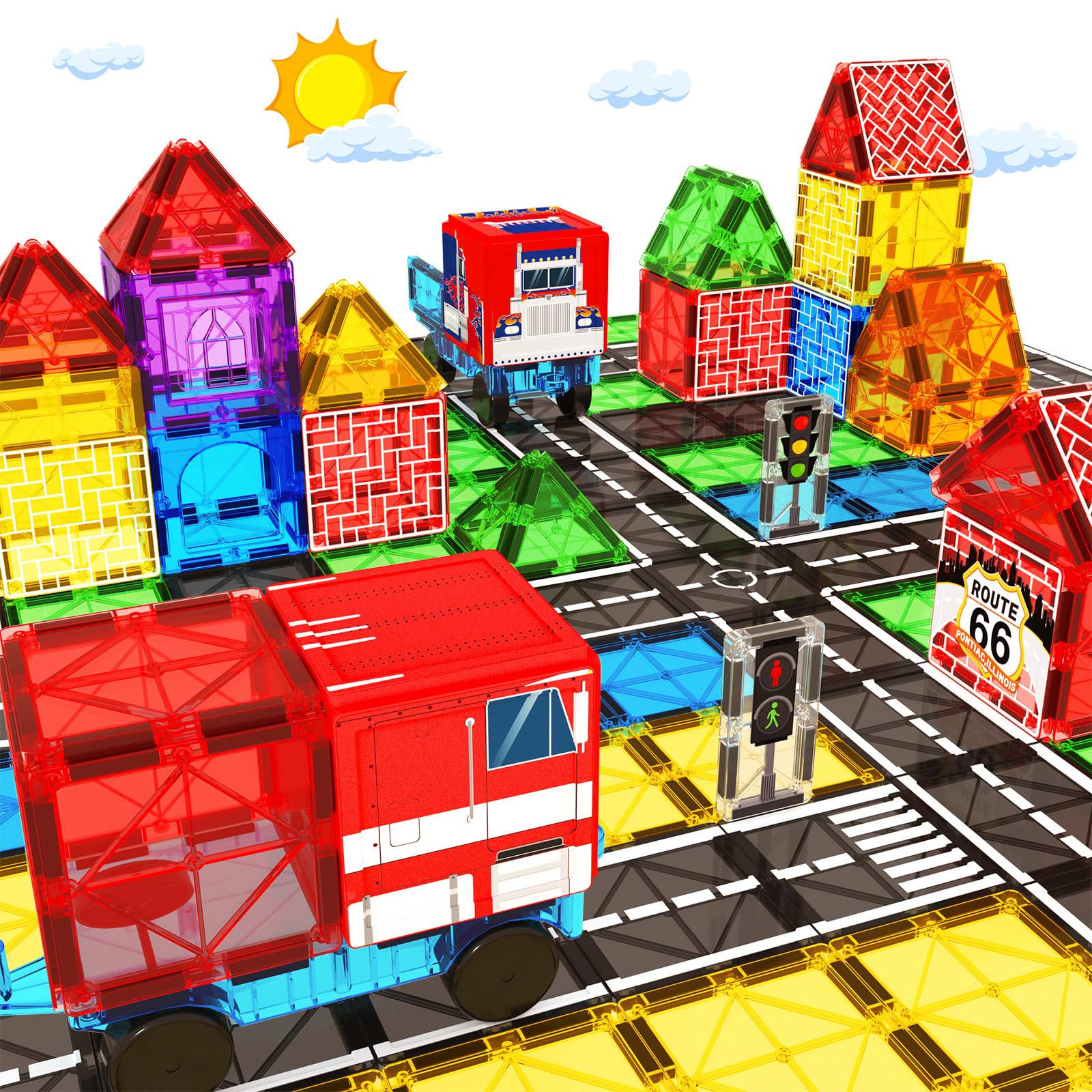 BigShu road themed tiles with printed roads and crosswalks inspire imaginative travel scenes