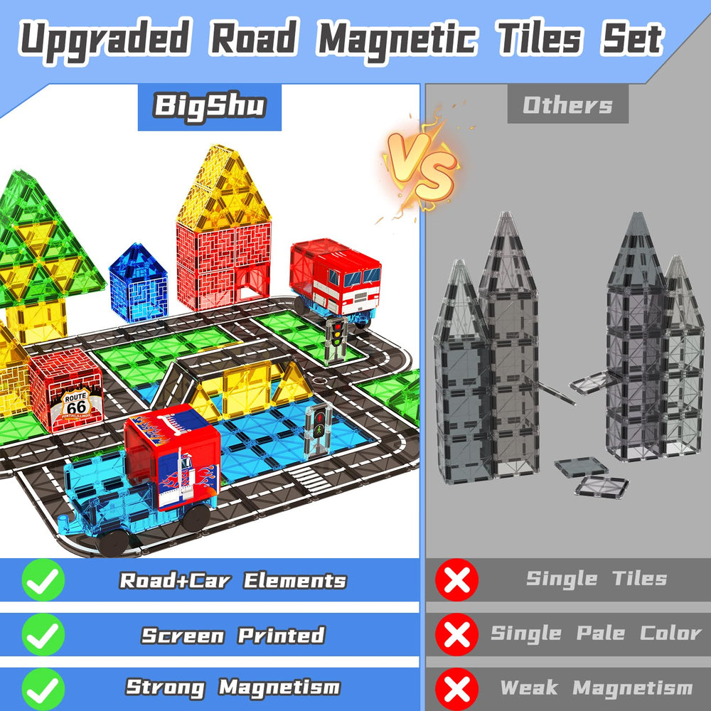 BigShu vehicle tiles feature trucks and cars for realistic build play