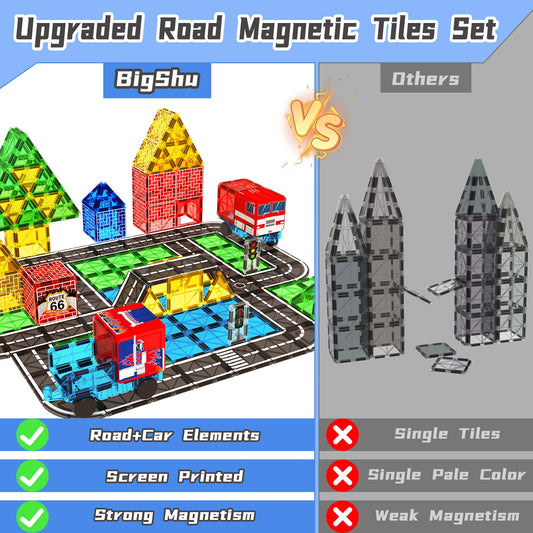BigShu vehicle tiles feature trucks and cars for realistic build play