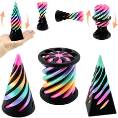 Bigted 3-pack spiral cone fidget toy pyramid passthrough in pink for focus