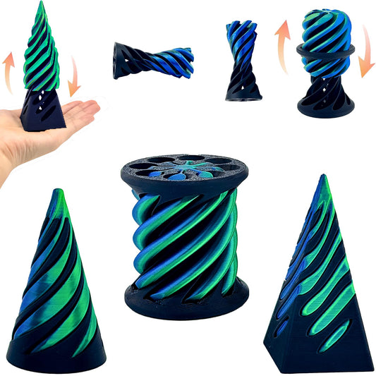 Bigted Impossible Spiral Cone Fidget showcasing pyramid passthrough for focus and calm desk use