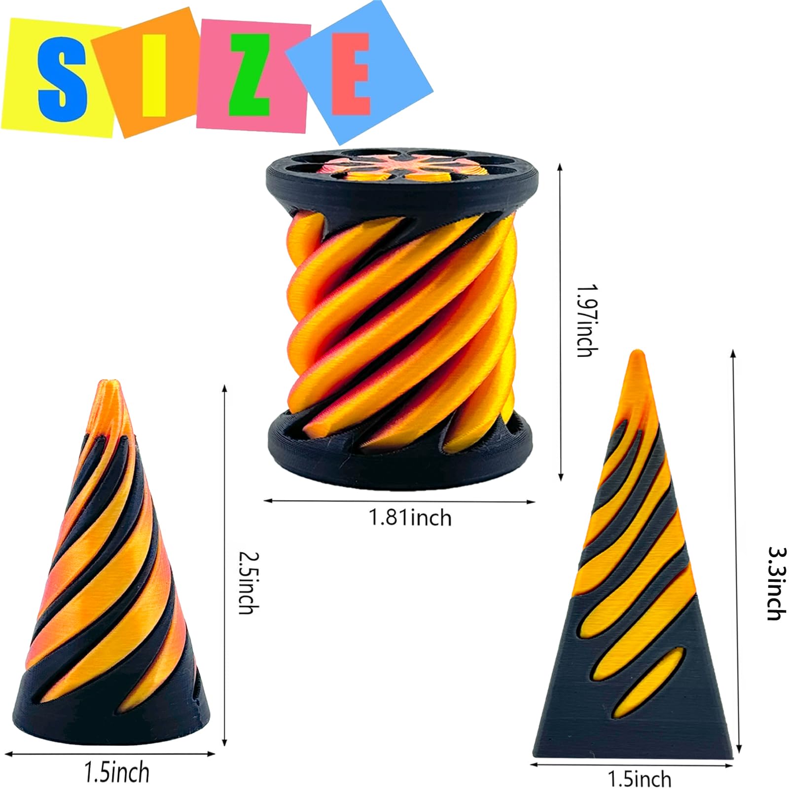 Bigted pyramid passthrough cone sculpture with engaging motion.