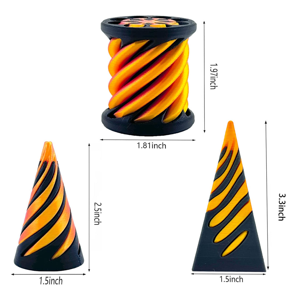 Bigted spiral cone fidget toy close-up showing twisting action