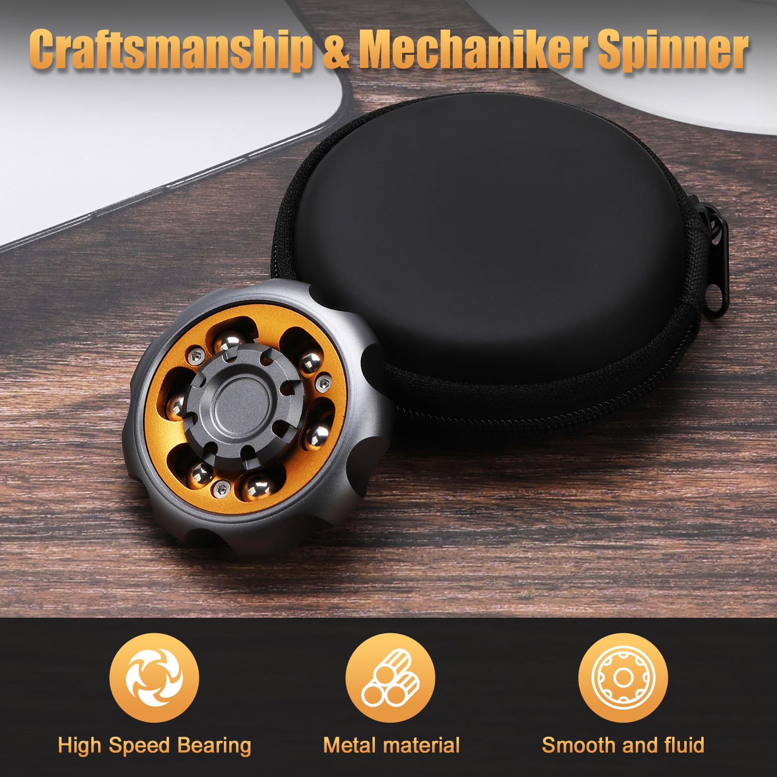 Bihevn metal precision spinner grey durability close-up showcases scratch-resistant finish