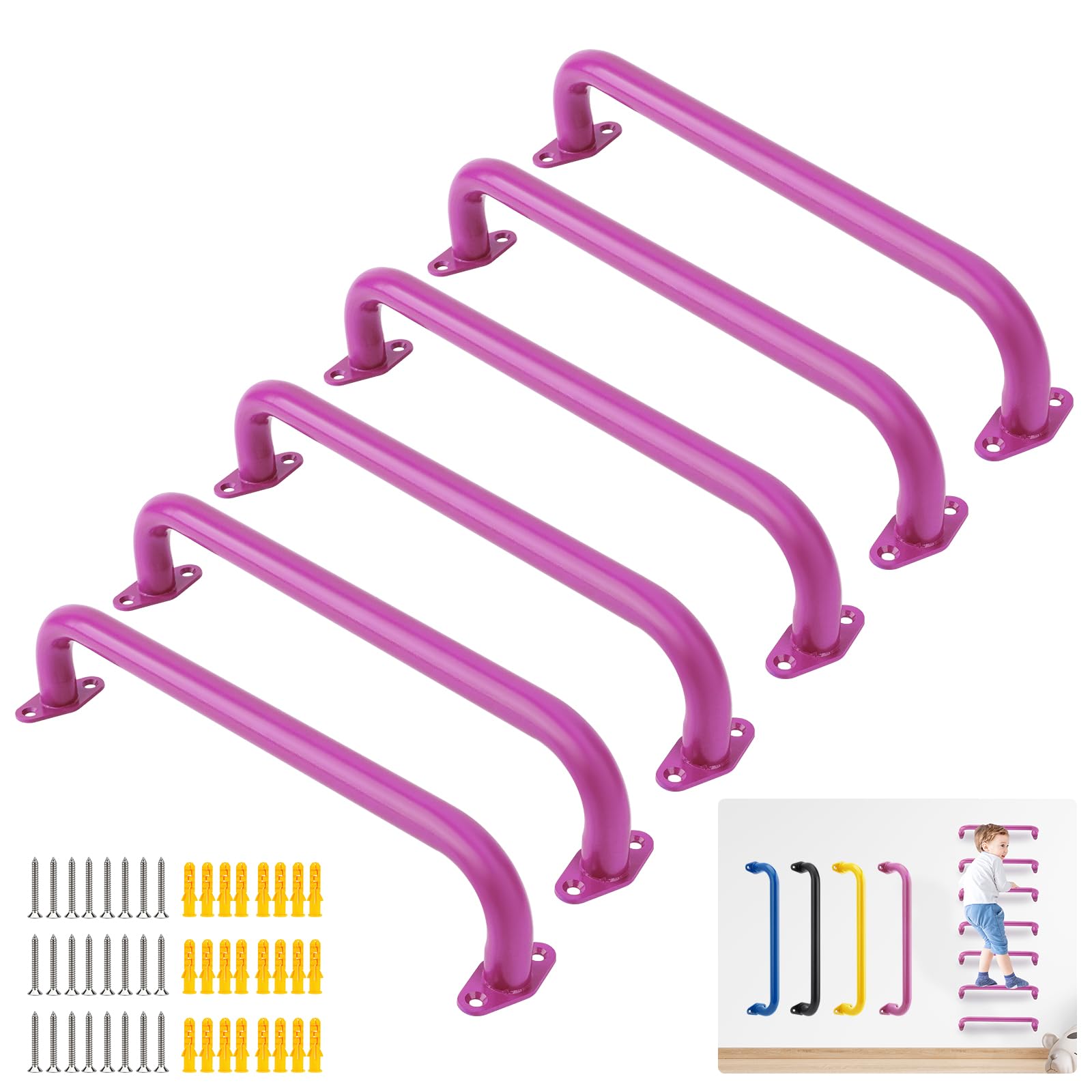 BiJun pink 17-inch metal playground handles front view for secure climbing grip.
