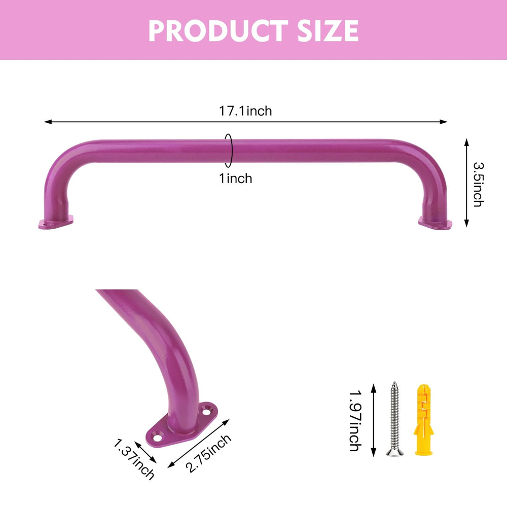 BiJun pink 17-inch metal playground handles mounted on wall for stable ceiling setup.