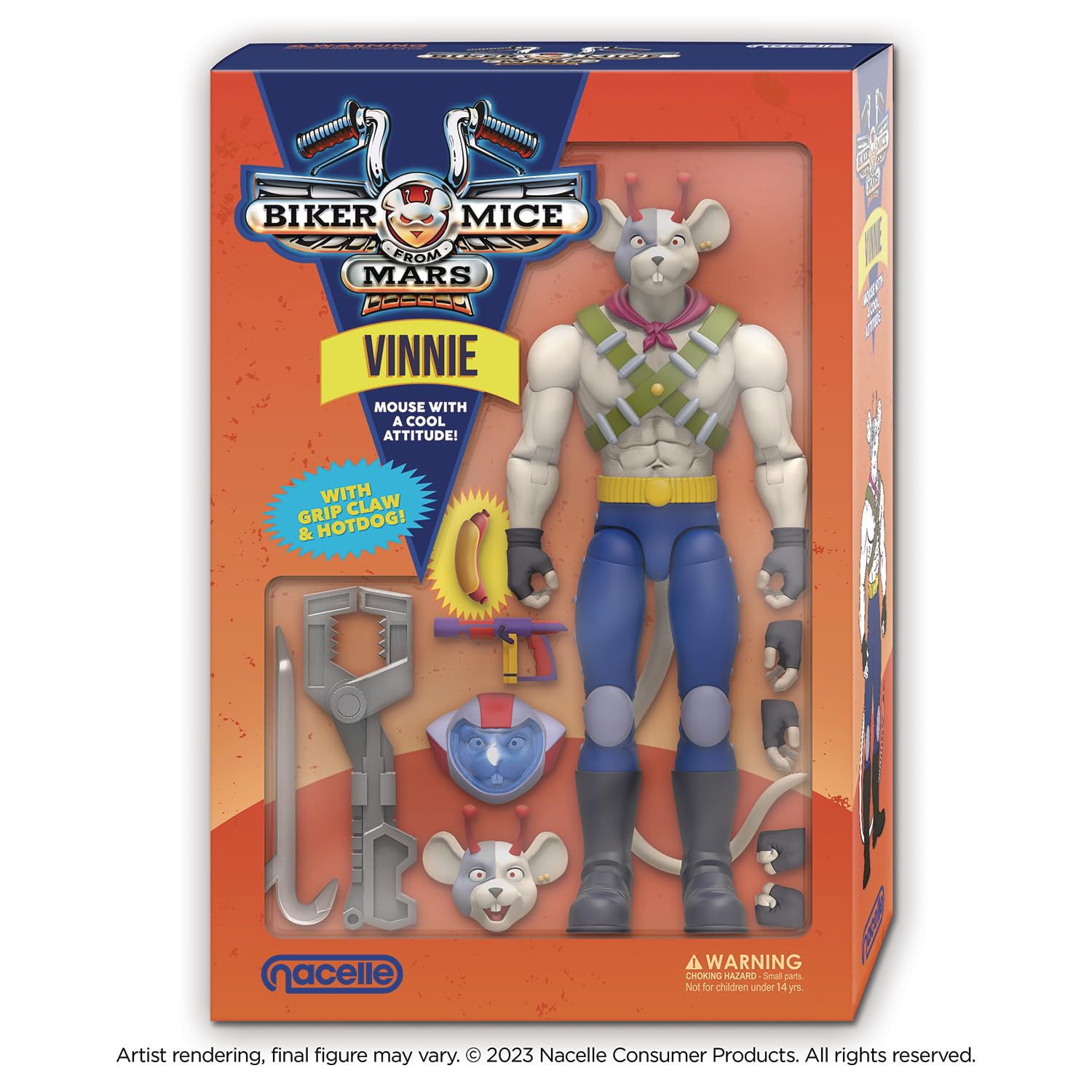 Biker Mice From Mars Vinnie figure Grip Claw accessory highlights action-ready hands for play and display