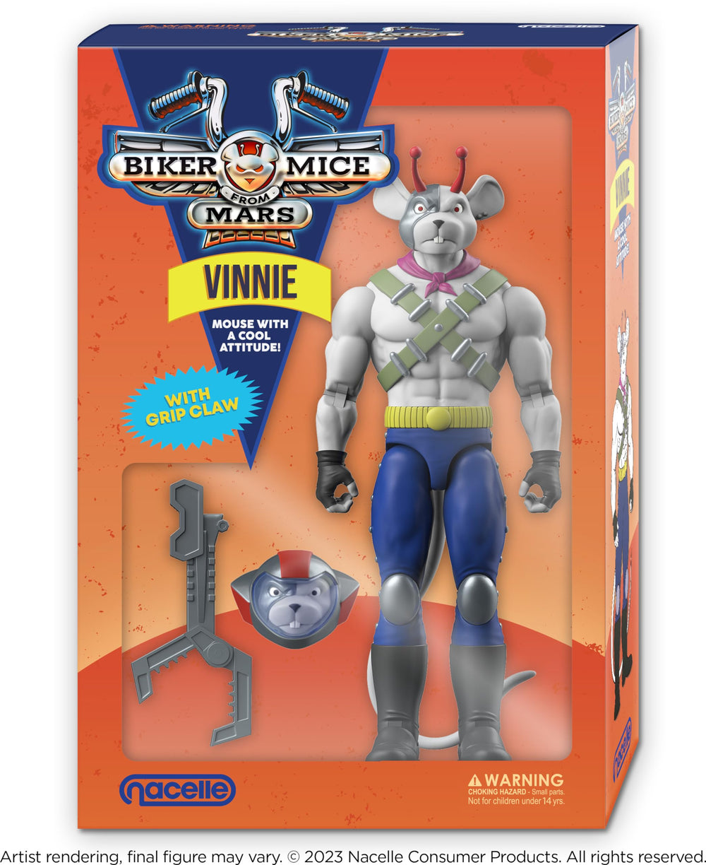 Biker Mice From Mars Vinnie figure with helmet head enables dynamic posing for display and play