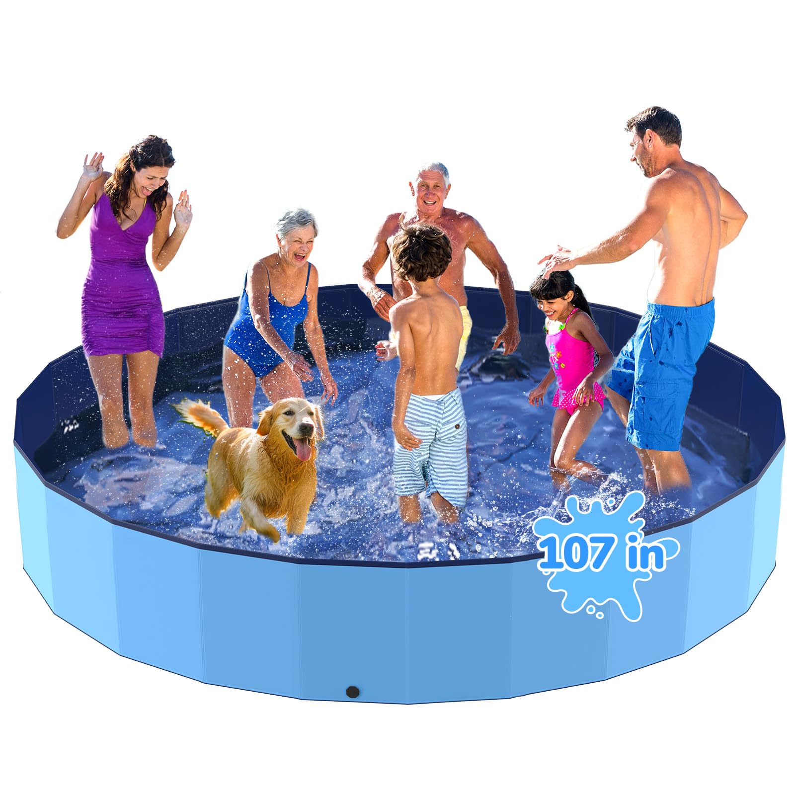 Bilibara 107'' foldable dog pool for portable outdoor cooling and play