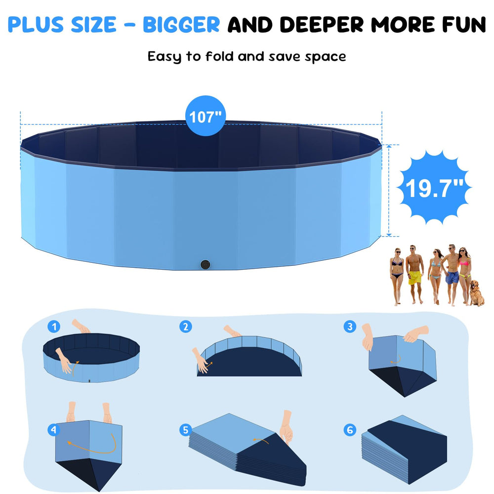 Bilibara foldable pool folds flat for storage and travel