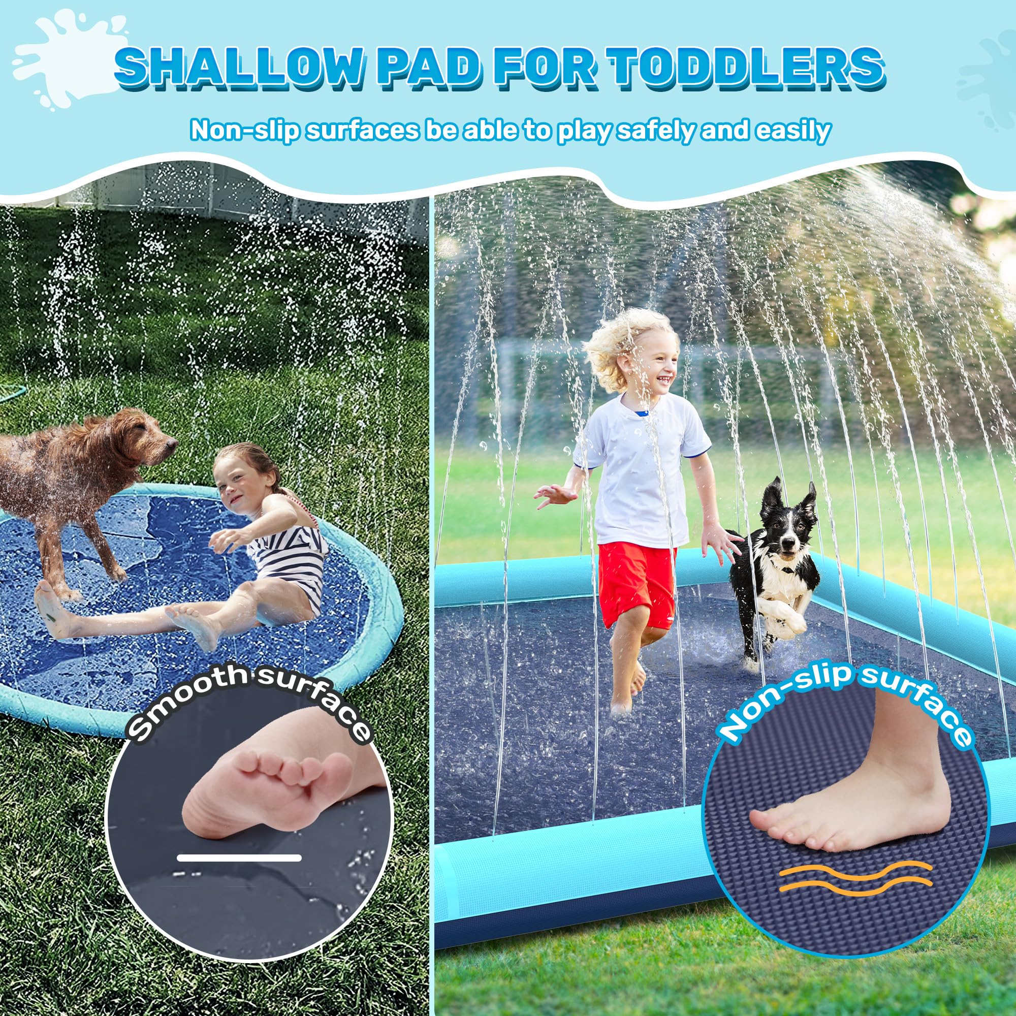 Bilibara non-slip splash pad for kids ensures stable footing during water fun.