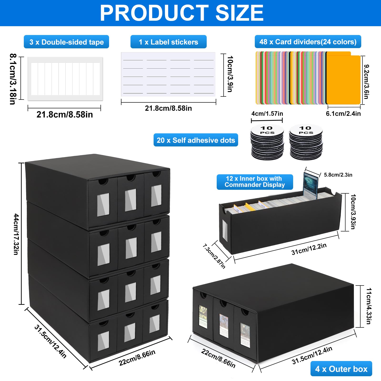 BILIPLE large capacity card box illustrating ample space for sleeved cards