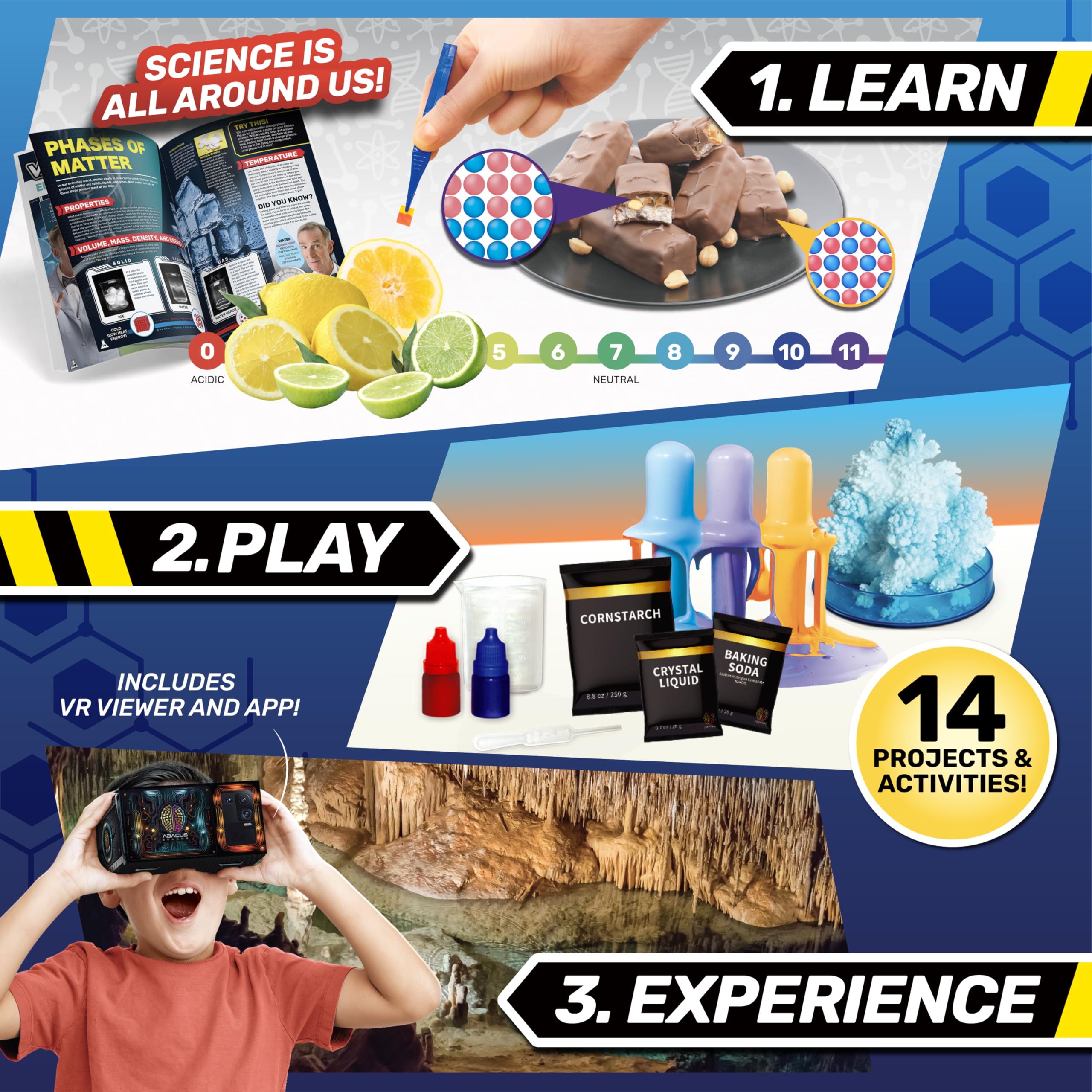 VR goggles connected to Bill Nye's virtual lab for interactive learning
