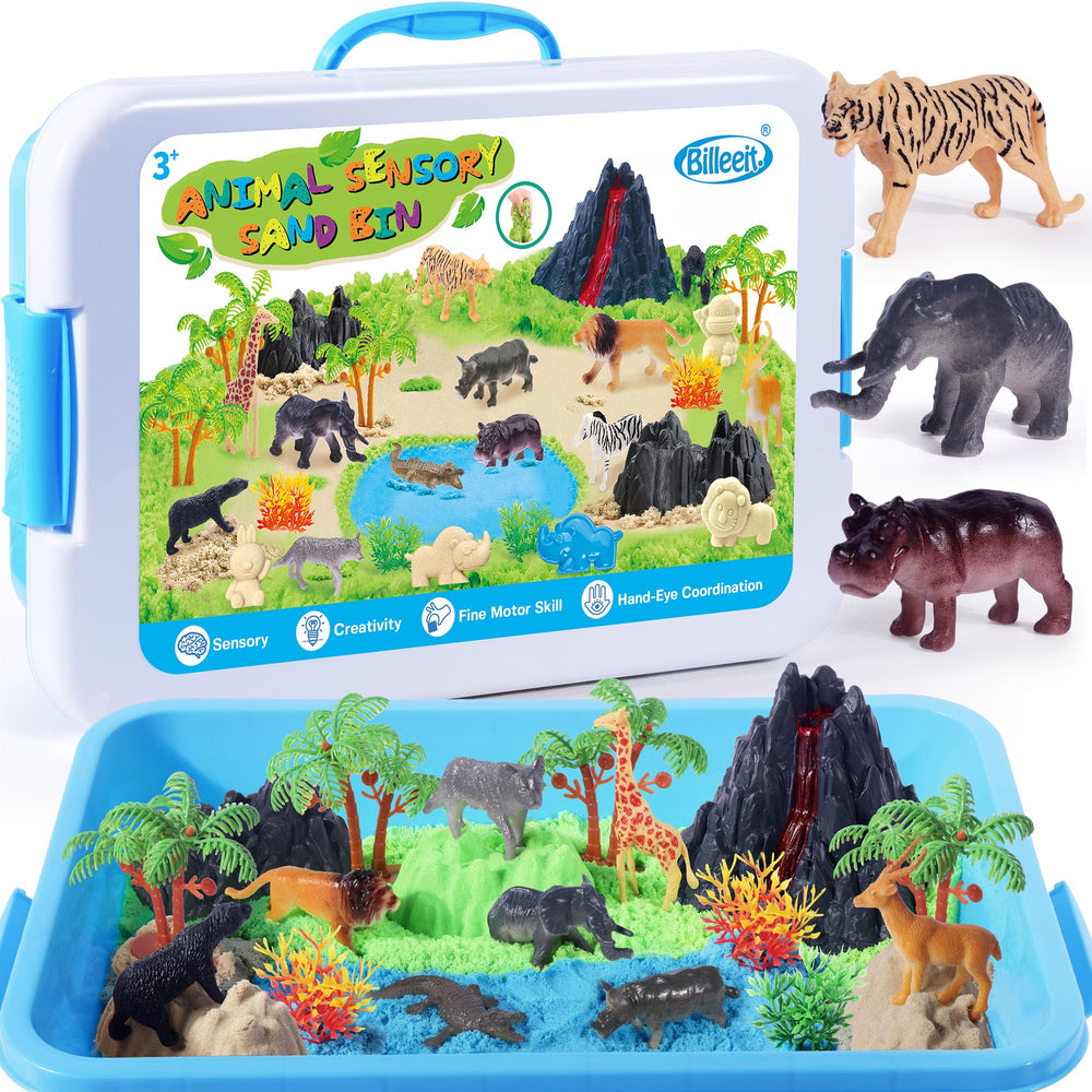 Billeeit Animal Sensory Bin with zoo map kit invites imaginative play for kids.