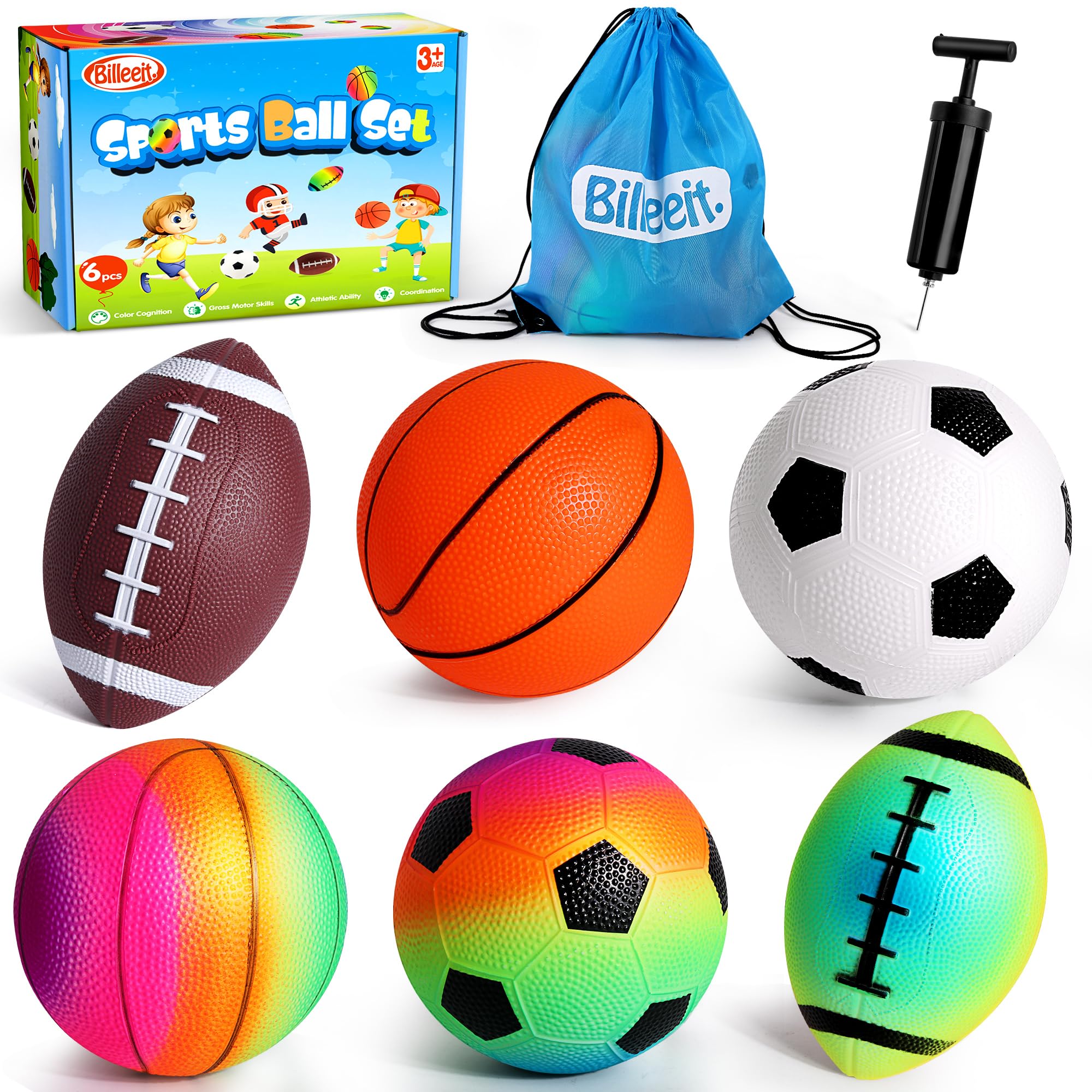 Billeeit footballs 5-inch toddlers set for outdoor kicking practice.
