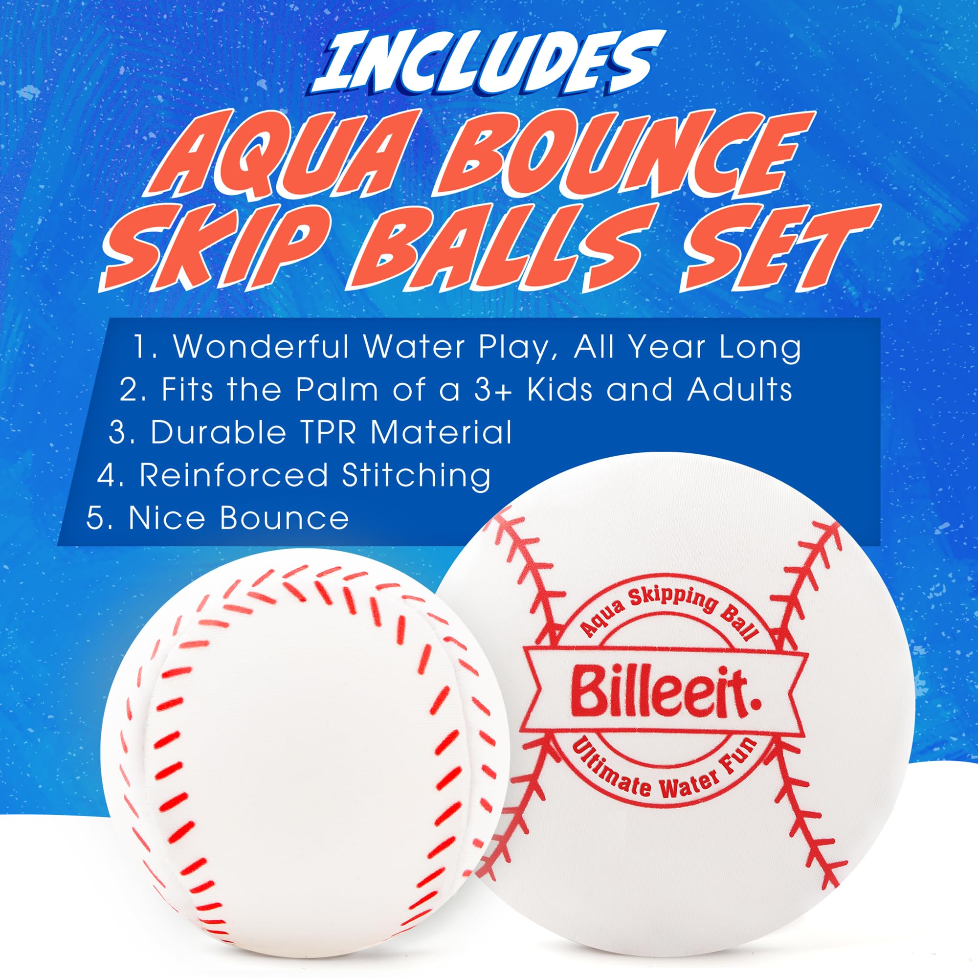 Billeeit vibrant colors improve visibility for quick throws and catches in water