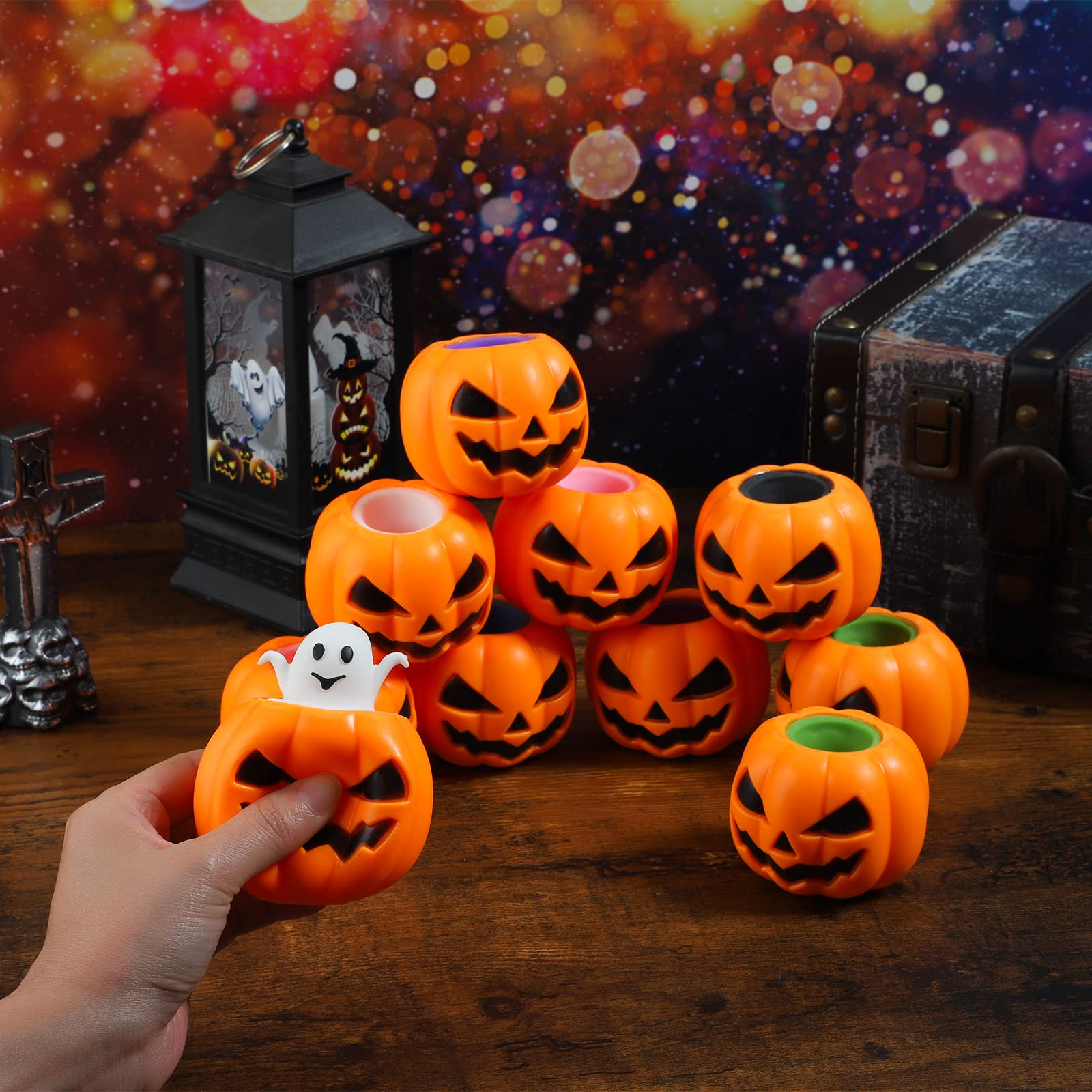 BILLMOSS Halloween pumpkin squishy black ghost pops for edgy Halloween play.