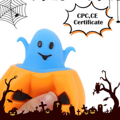 BILLMOSS Halloween pumpkin squishy white ghost pops for soft, satisfying squeezes.