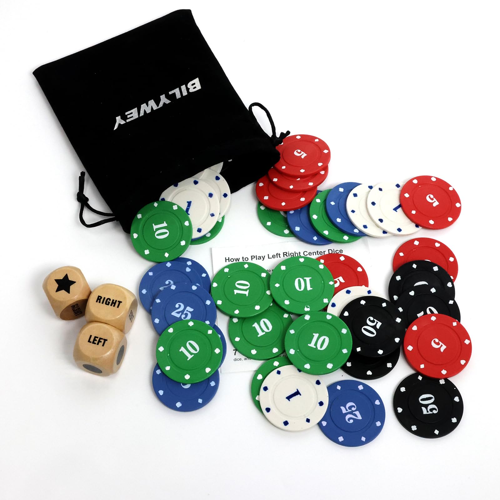 Bilywey 50 colorful poker chips for lively party play