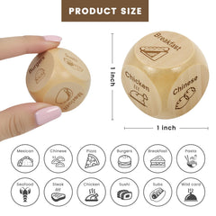 Bilywey wood dice show burger option, ideal for quick meal planning