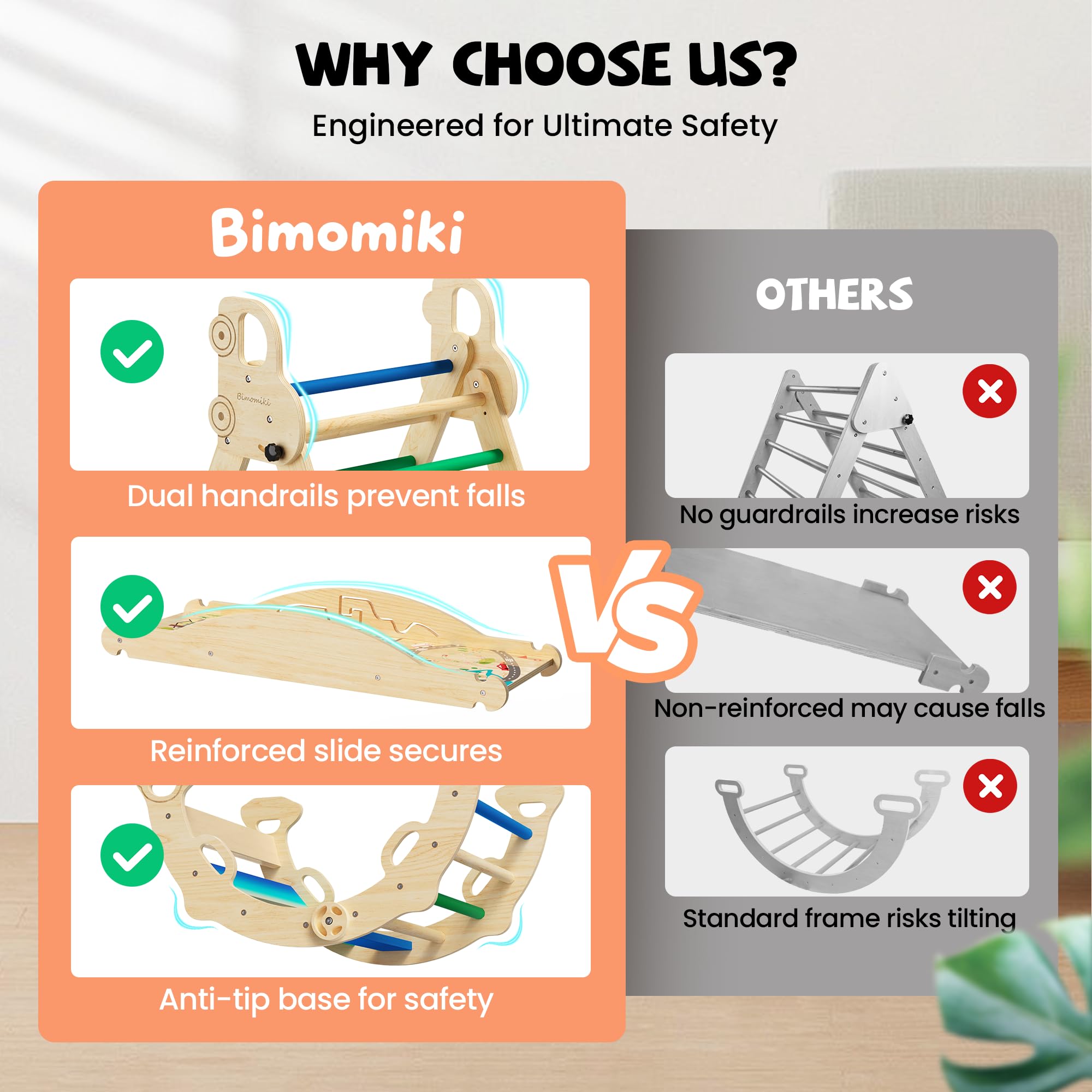 Bimomiki Pikler triangle assembly view showing sturdy setup for toddlers.