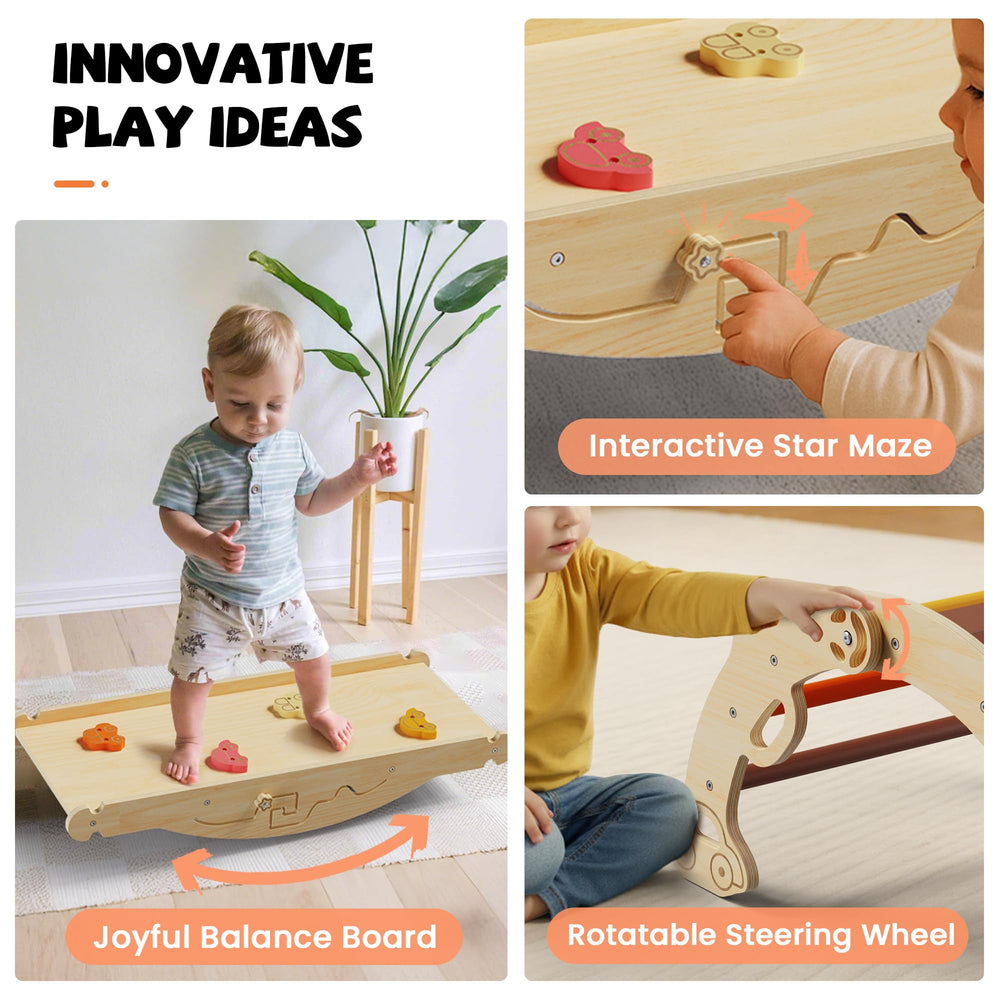 Bimomiki Pikler triangle star maze encourages imaginative problem solving during play.