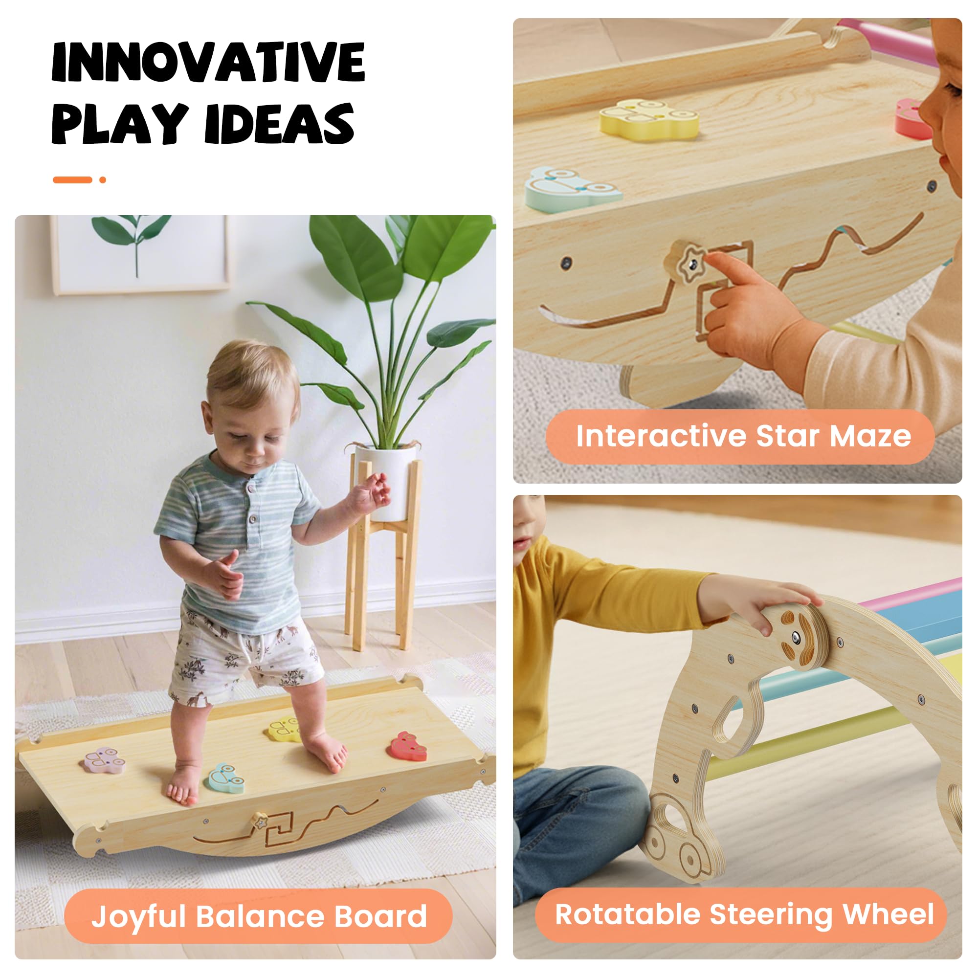 Bimomiki reinforced wooden frame for sturdy toddler climbing