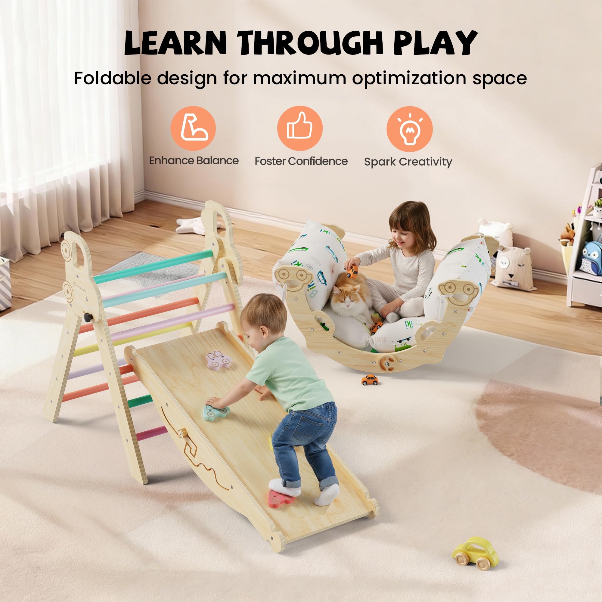 Bimomiki safe materials and smooth edges for calm exploration