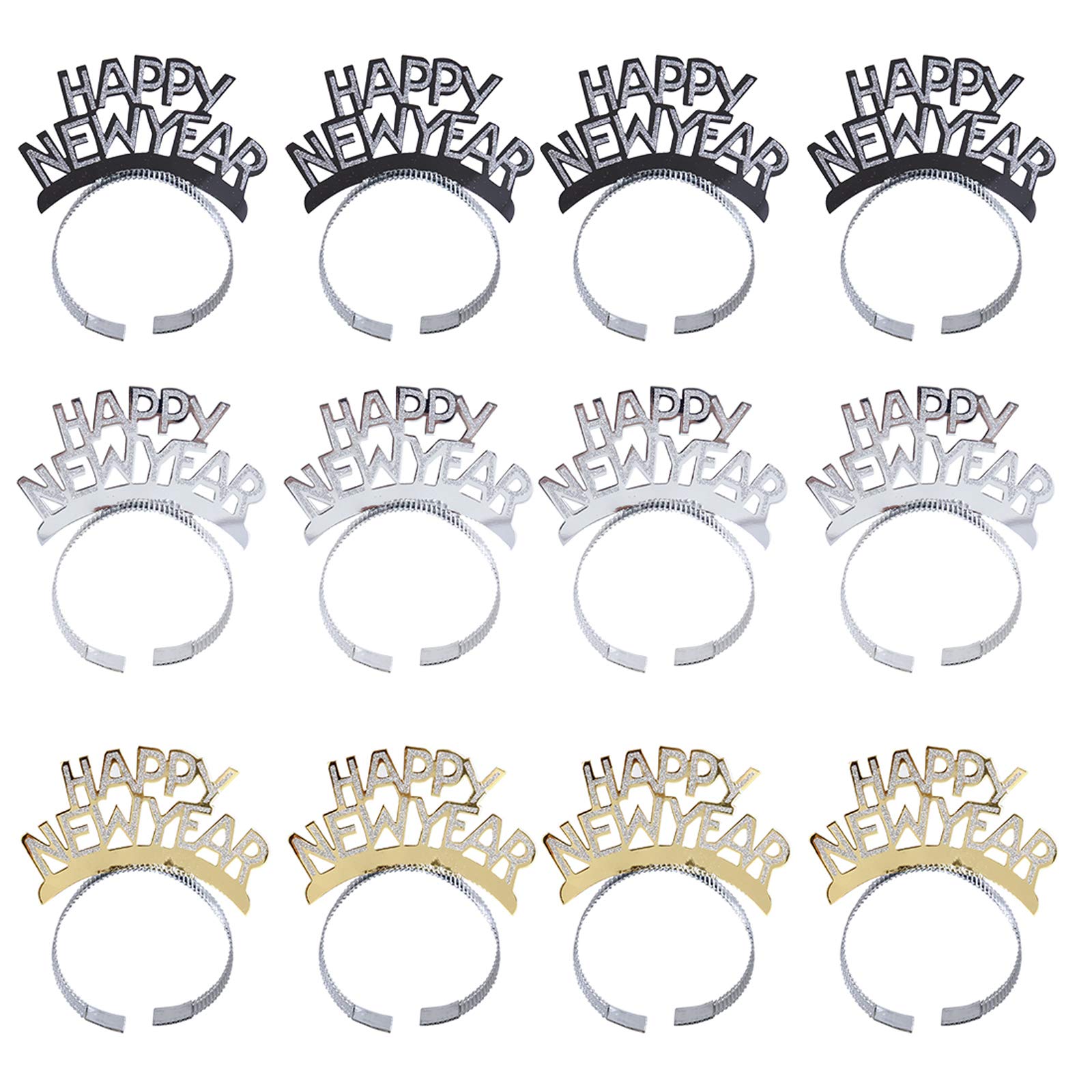 BinaryABC Happy New Year headband glitter shines for festive photos
