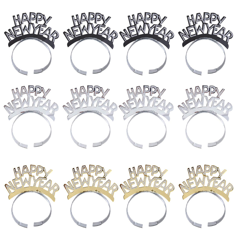 BinaryABC Happy New Year headband glitter shines for festive photos