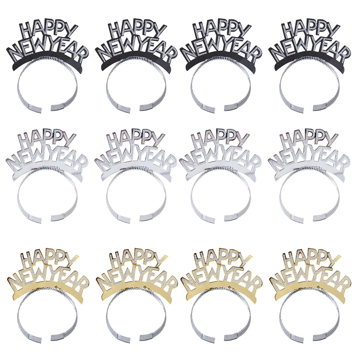 BinaryABC Happy New Year headband glitter shines for festive photos