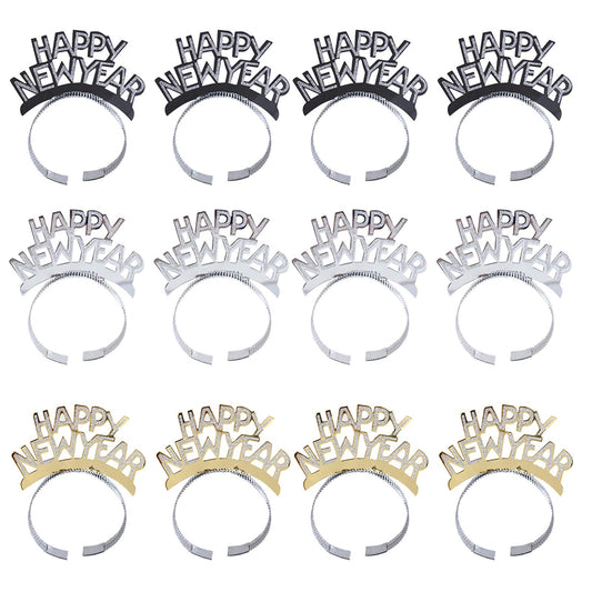 BinaryABC Happy New Year headband glitter shines for festive photos