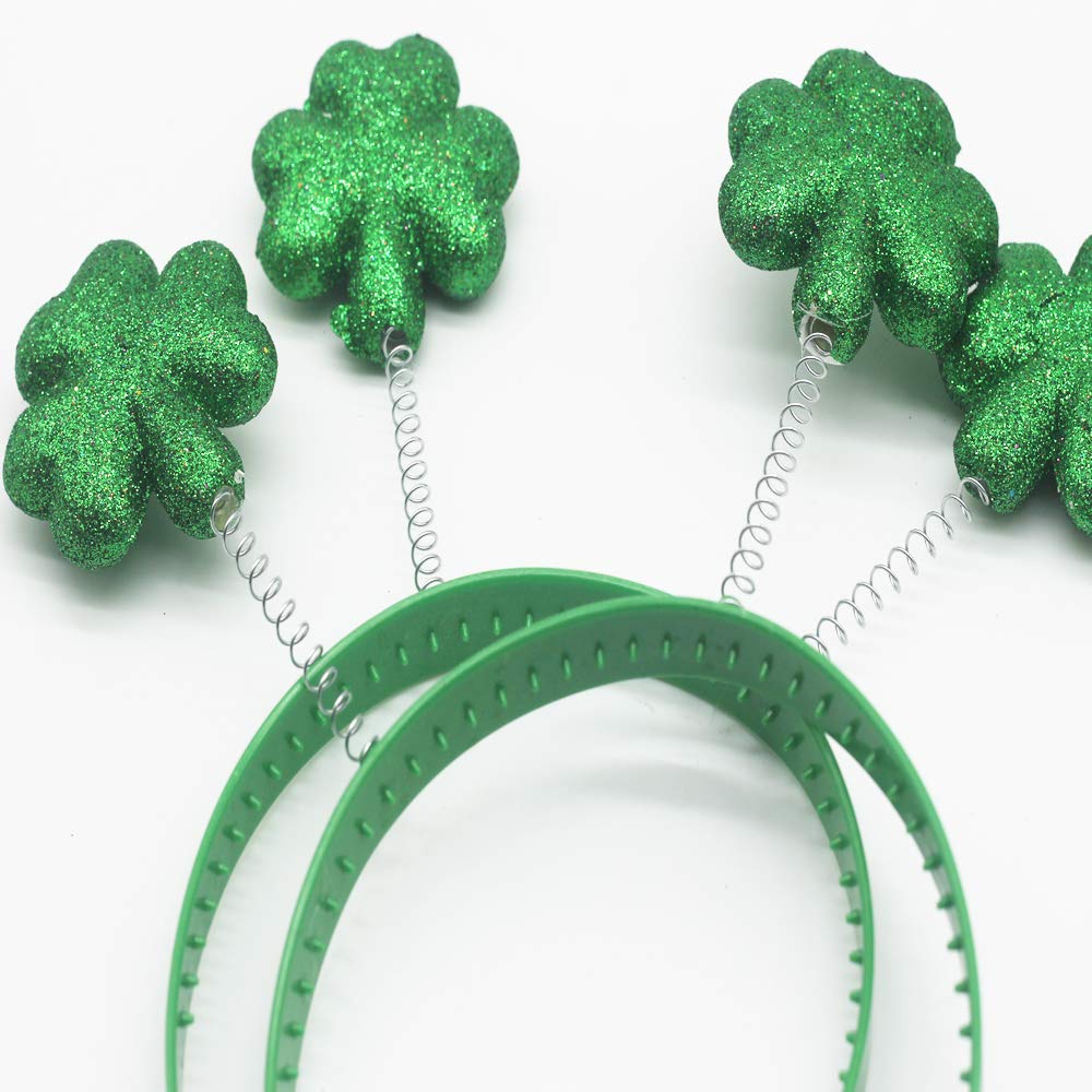 BinaryABC St Patrick's Day headband pack shows two glittering shamrocks in one set