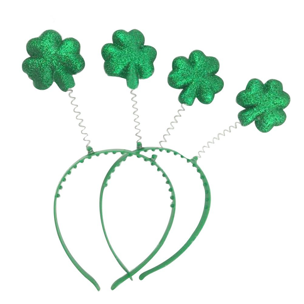 BinaryABC shamrock glitter headband front view enhances festive St. Patrick's Day look
