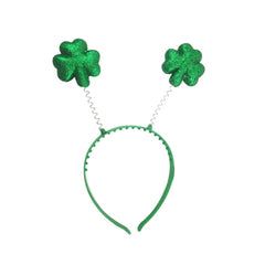 BinaryABC shamrock glitter headband side angle adds sparkling party flair