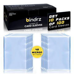 Bindrz 1000 trading card sleeves with 45 micron protection guard fingerprints