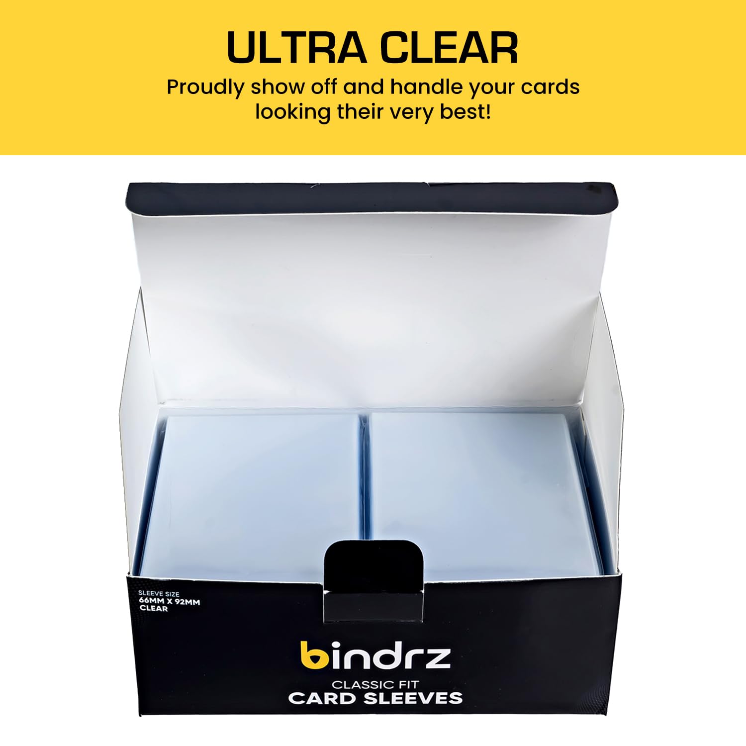 Bindrz versatile sleeves suitable for standard-size cards, game cards, and collectible sets