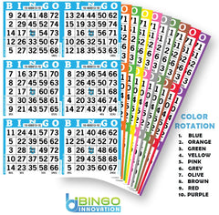 Bingo Innovation Bingo Books page layout highlighting 6 faces per sheet for quick rounds